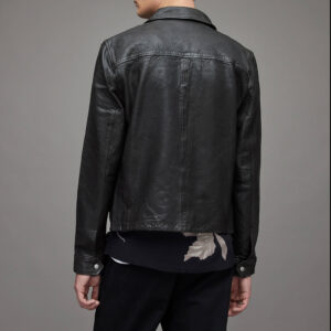 Far-Fast Men’s Leather Cafe Racer Jacket In Black