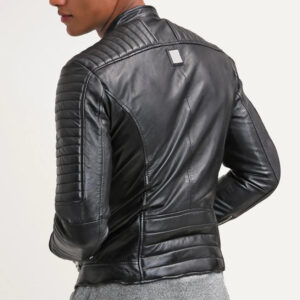 Far-Fast Men’s Black Quilted Leather Biker Jacket